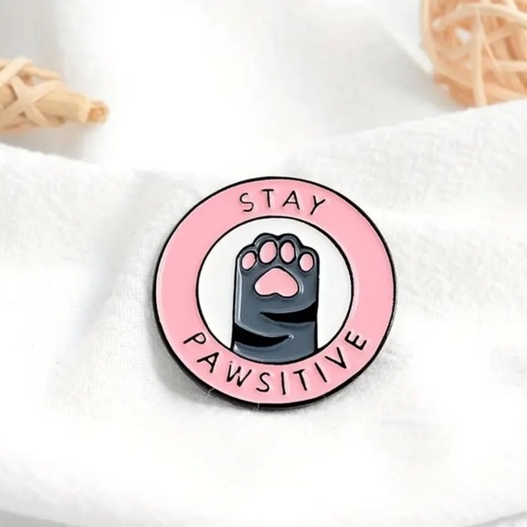 3/$25 “Stay Pawsitive” 🐾 Cute Funny Inspirational Unisex Paw Print Pin - Picture 4 of 13